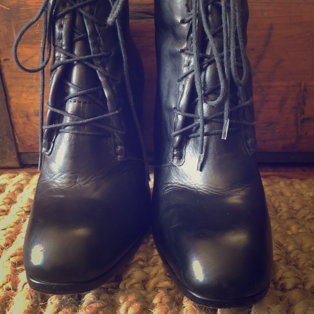 Elizabeth & James black lace-up booties
